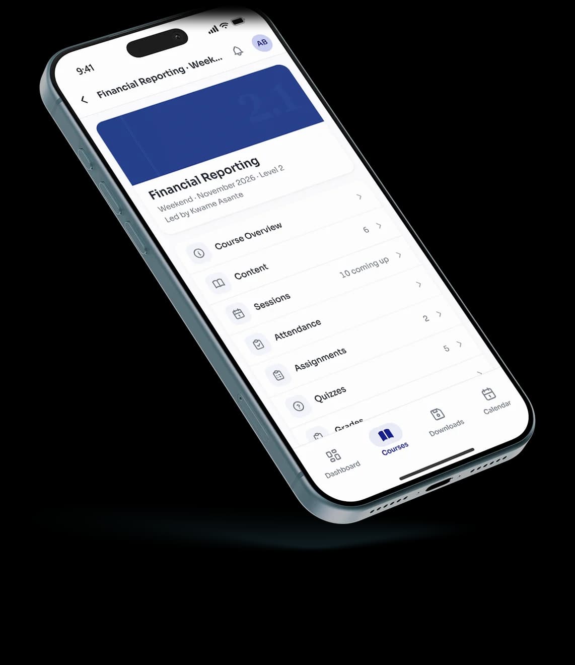 A Slatebod LMS course on a phone